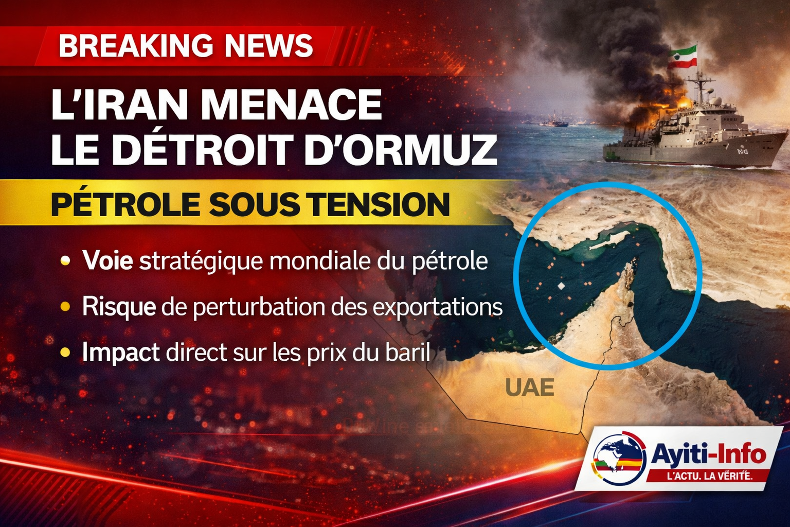L'Iran menace le détroit d'Ormuz, le pétrole sous tension