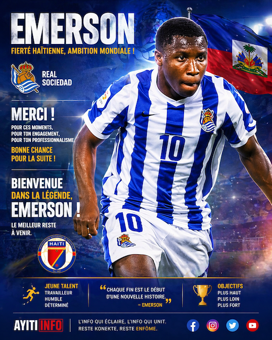Emerson Laissé : la Real Sociedad insiste, le joyau haïtien s’installe dans les radars européens