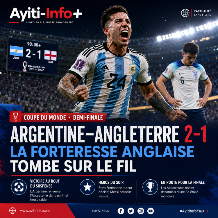 Argentine–Angleterre 2-1 : la forteresse anglaise s’écroule au dernier souffle