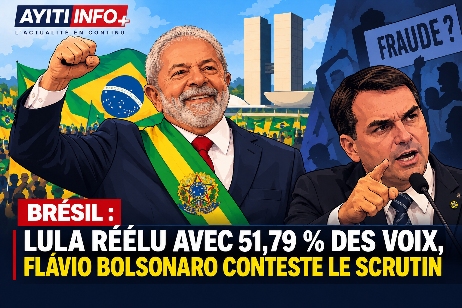 Brésil : Lula réélu avec 51,79 % des voix, Flávio Bolsonaro conteste le scrutin