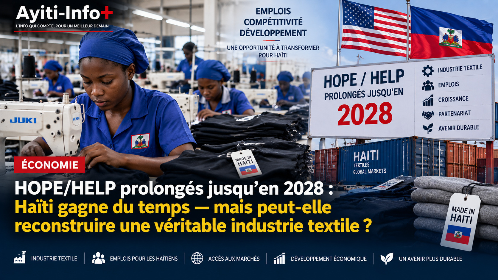 HOPE/HELP prolongés jusqu’en 2028 : Haïti gagne du temps — mais peut-elle reconstruire une véritable industrie textile ?