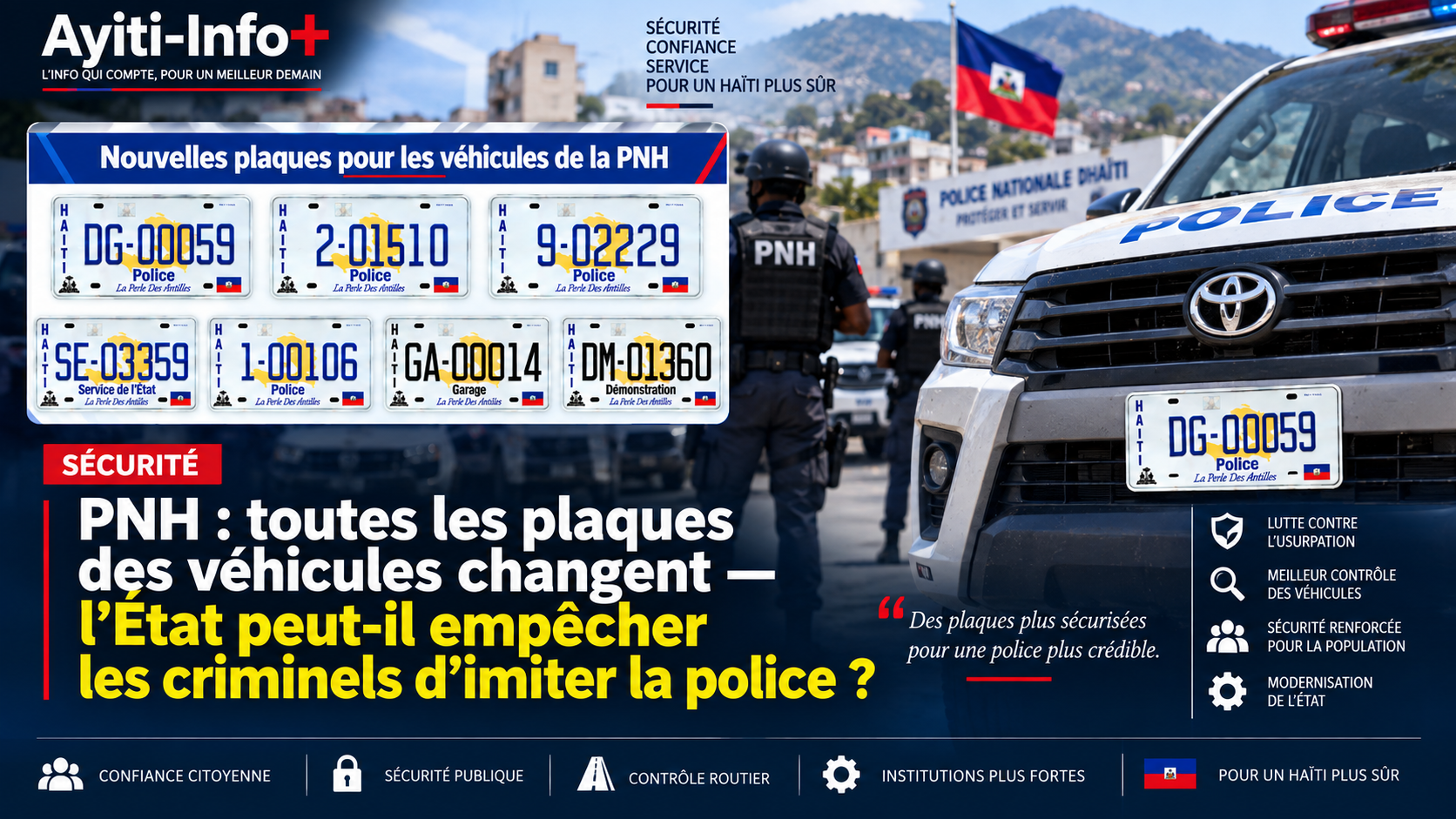 PNH : toutes les plaques des véhicules changent — l’État peut-il empêcher les criminels d’imiter la police ?