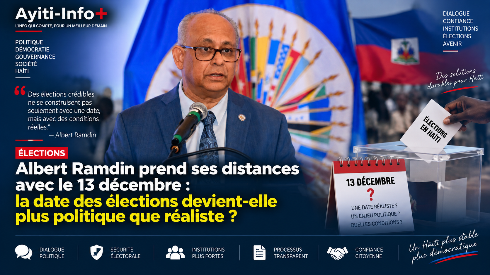 Albert Ramdin prend ses distances avec le 13 décembre : la date des élections devient-elle plus politique que réaliste ?