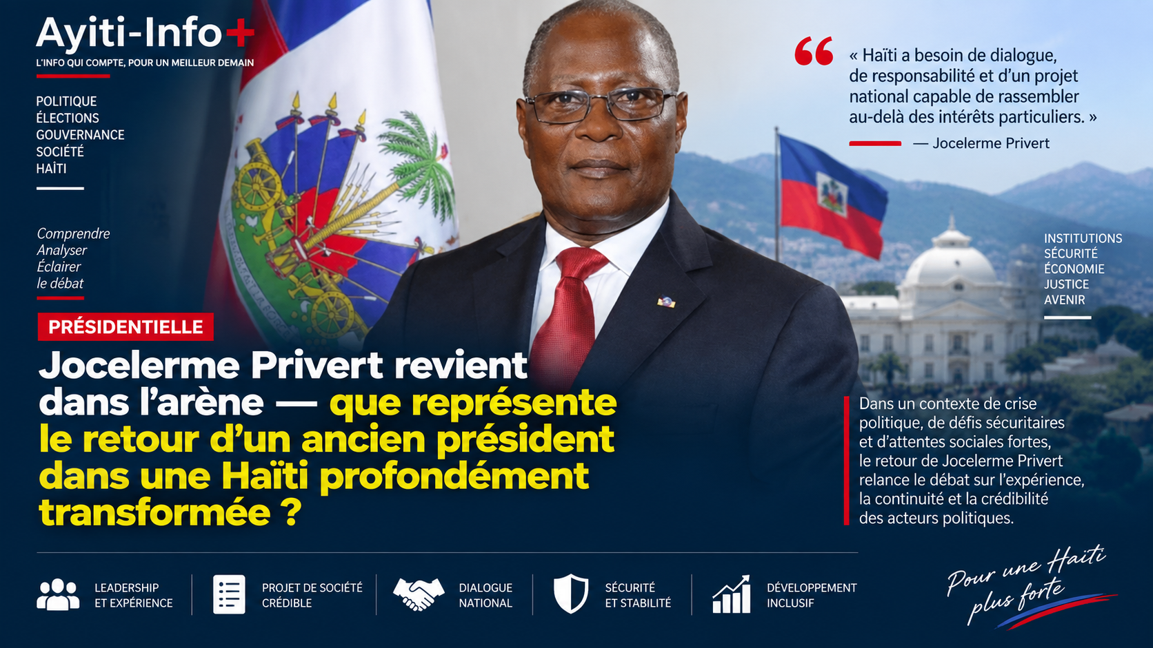 Présidentielle : Jocelerme Privert revient dans l’arène — que représente le retour d’un ancien président dans une Haïti profondément transformée ?