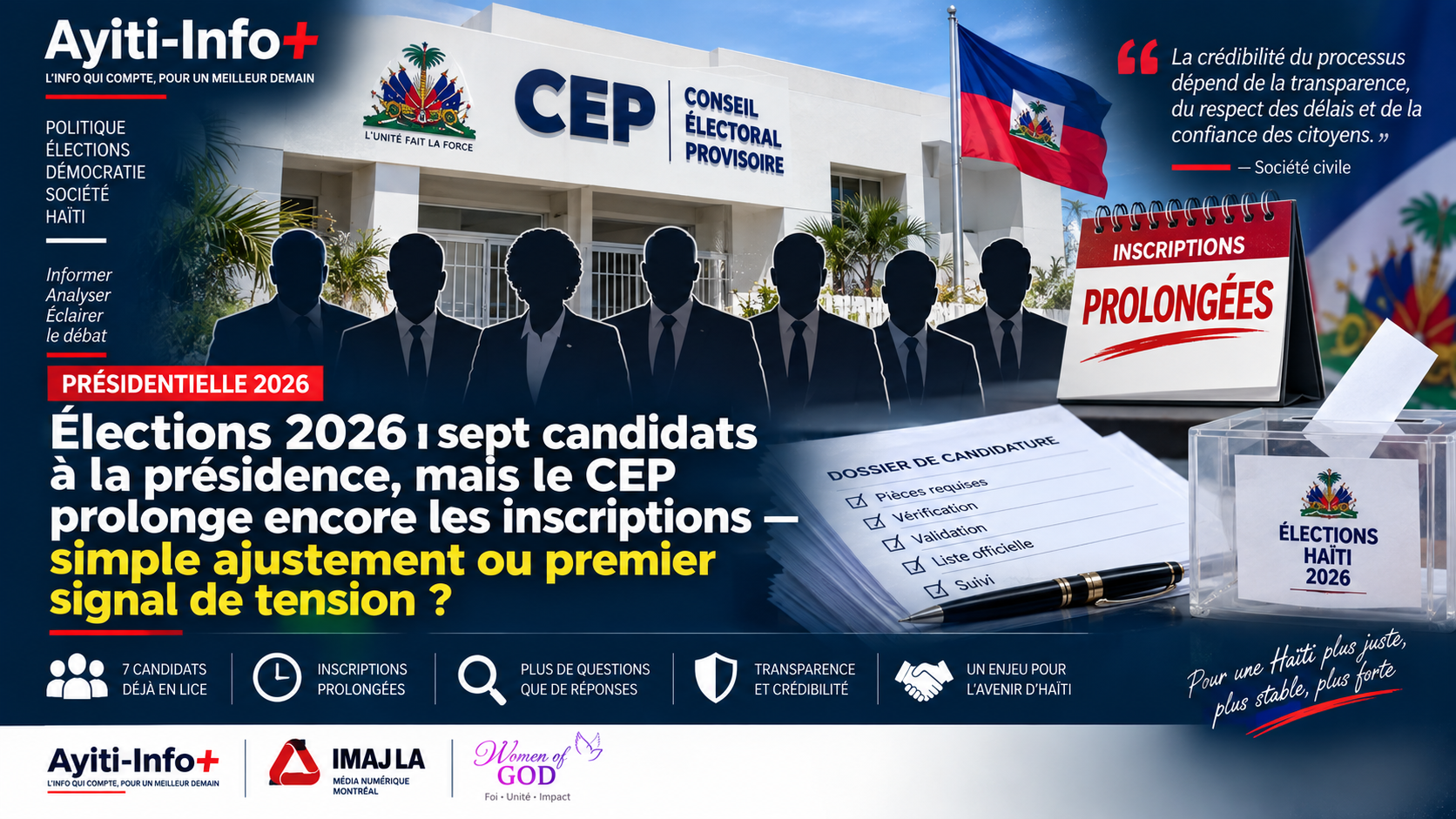 Élections 2026 : sept candidats à la présidence, mais le CEP prolonge encore les inscriptions — simple ajustement ou premier signal de tension ?