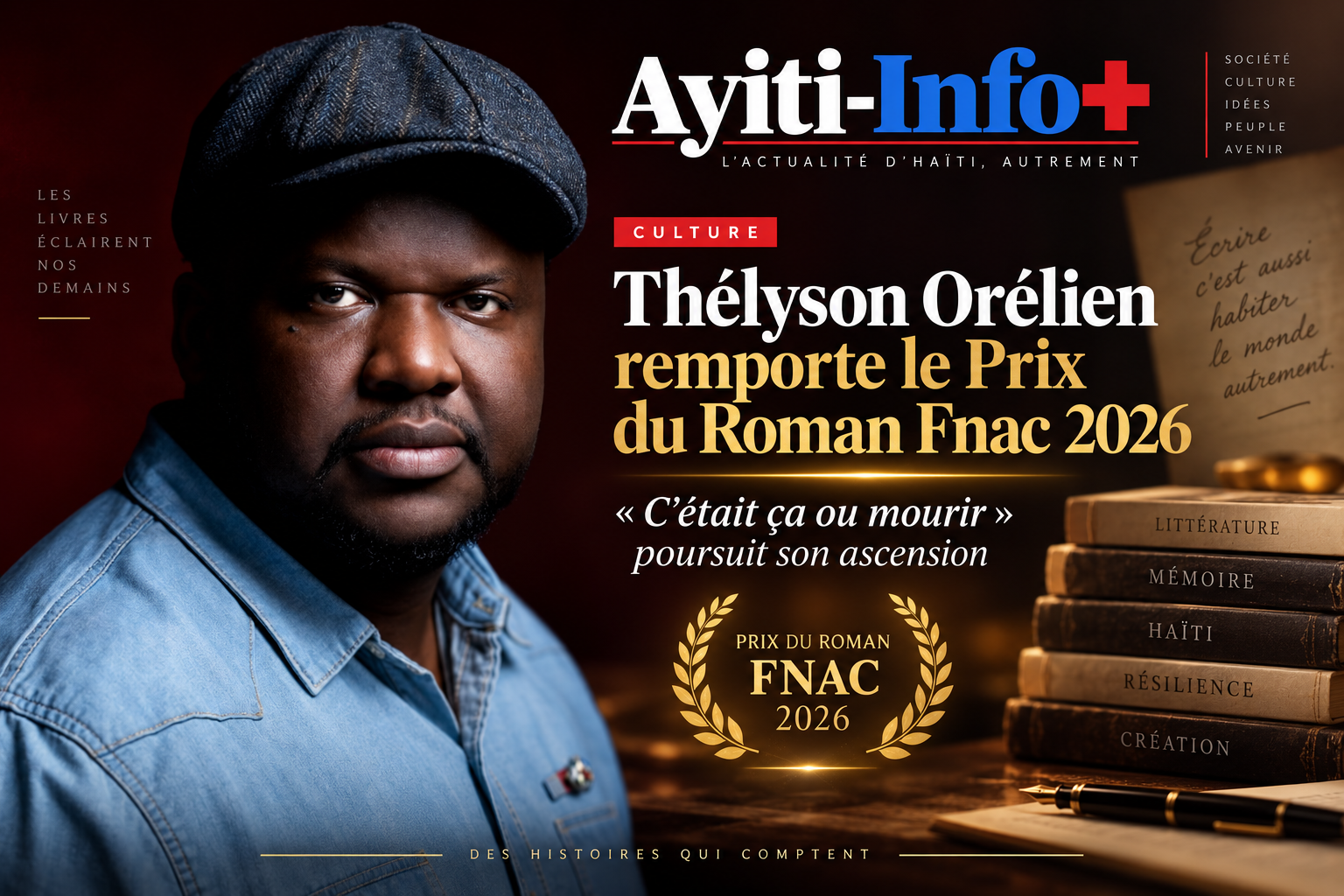 Thélyson Orélien remporte le Prix du Roman Fnac 2026 — « C’était ça ou mourir » poursuit son ascension
