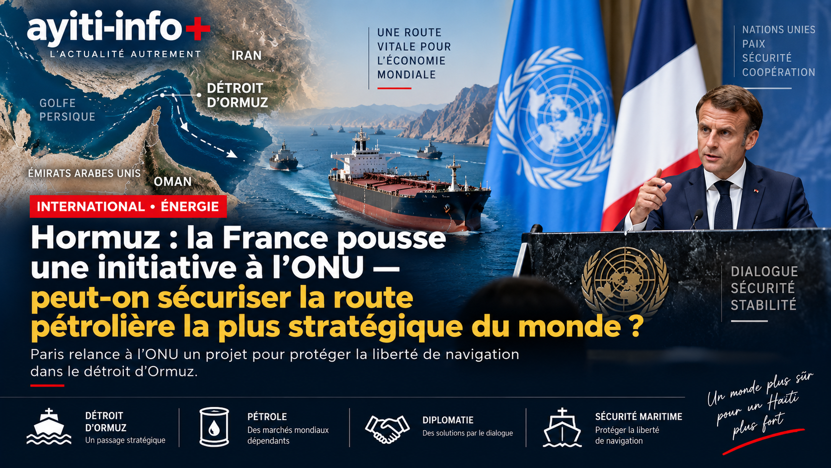 Hormuz : la France pousse une initiative à l’ONU — peut-on sécuriser la route pétrolière la plus stratégique du monde ?