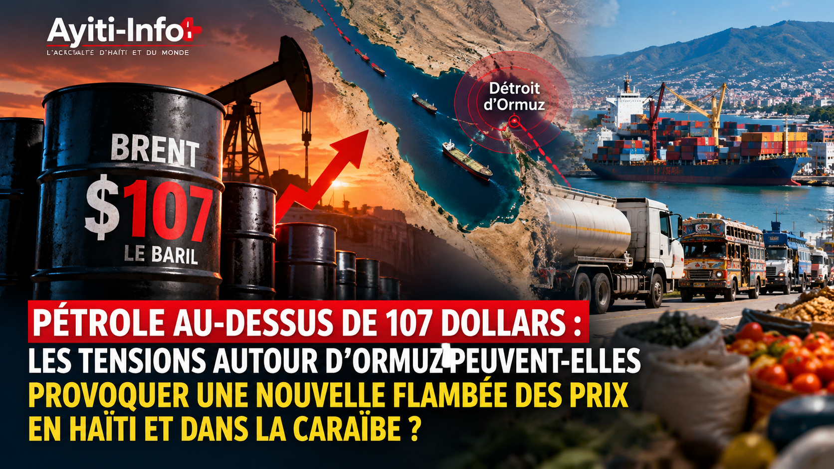 Pétrole au-dessus de 107 dollars : les tensions autour d’Ormuz peuvent-elles provoquer une nouvelle flambée des prix en Haïti et dans la Caraïbe ?
