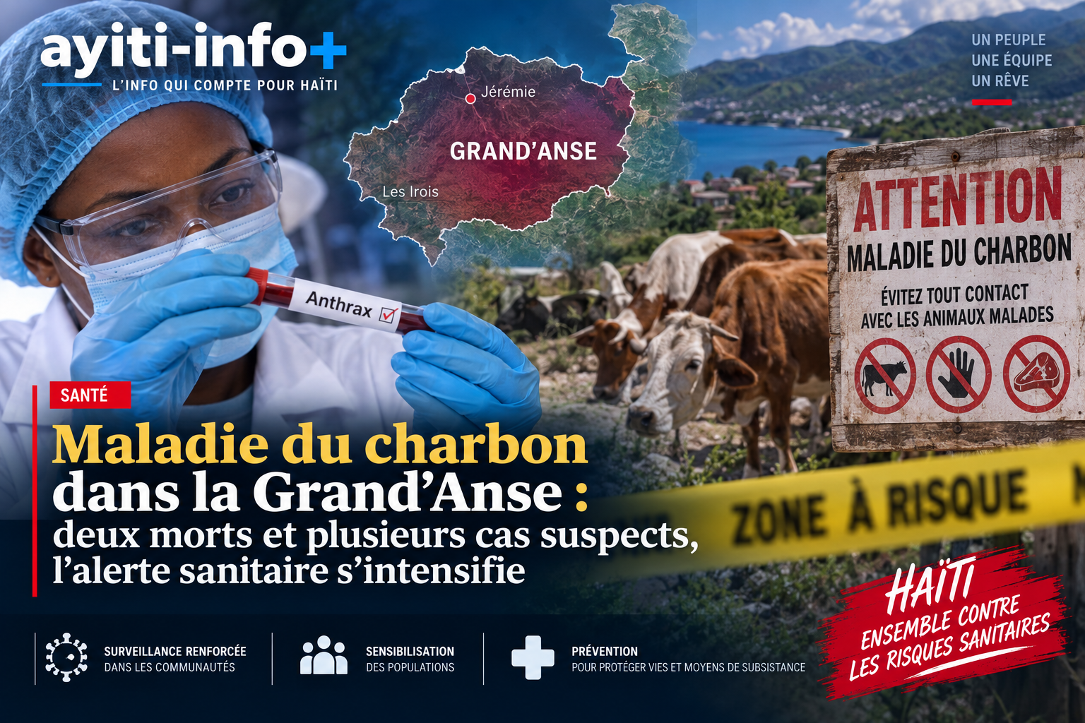 Maladie du charbon dans la Grand’Anse : deux morts et plusieurs cas suspects, l’alerte sanitaire s’intensifie