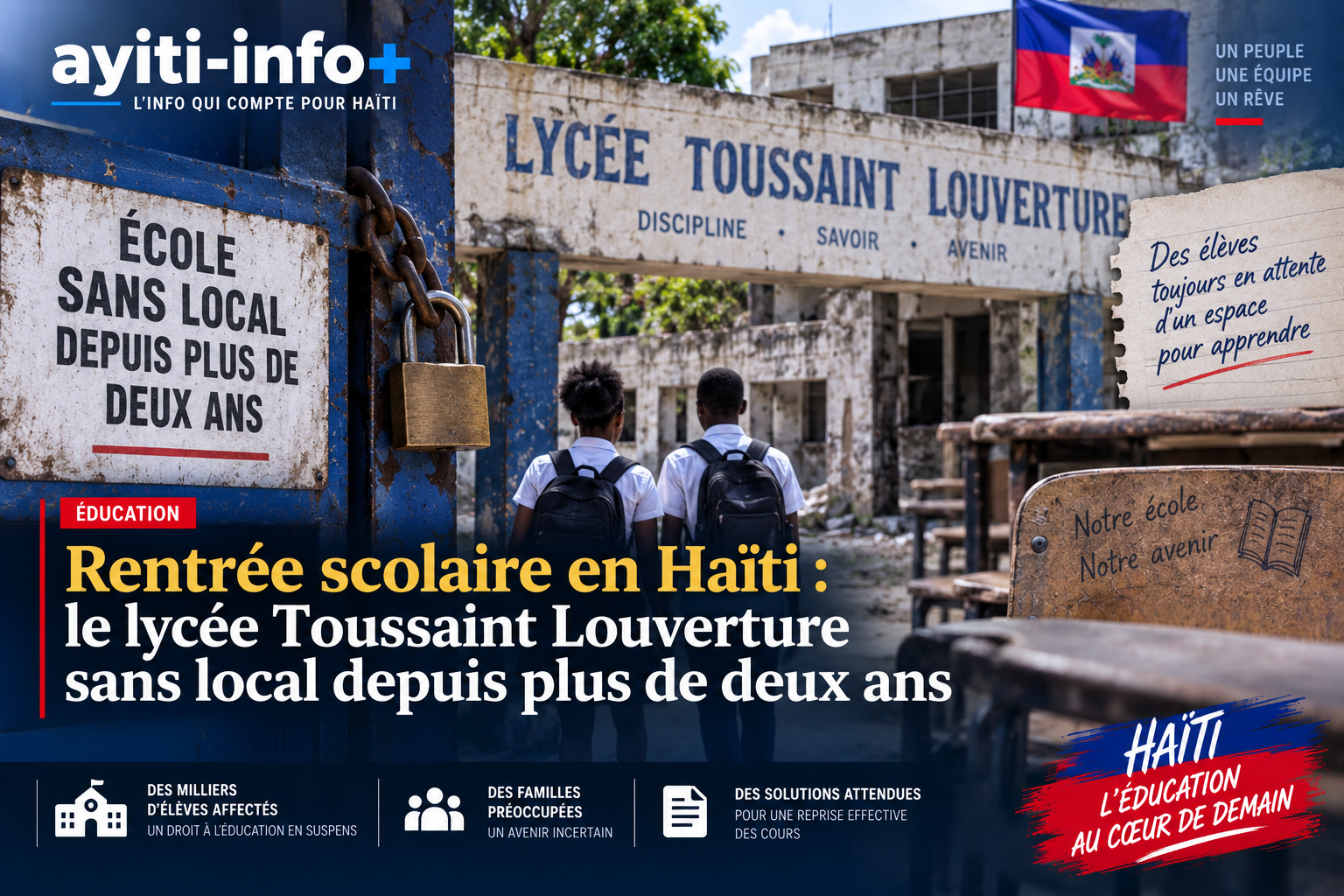 Rentrée scolaire en Haïti : le lycée Toussaint Louverture sans local depuis plus de deux ans