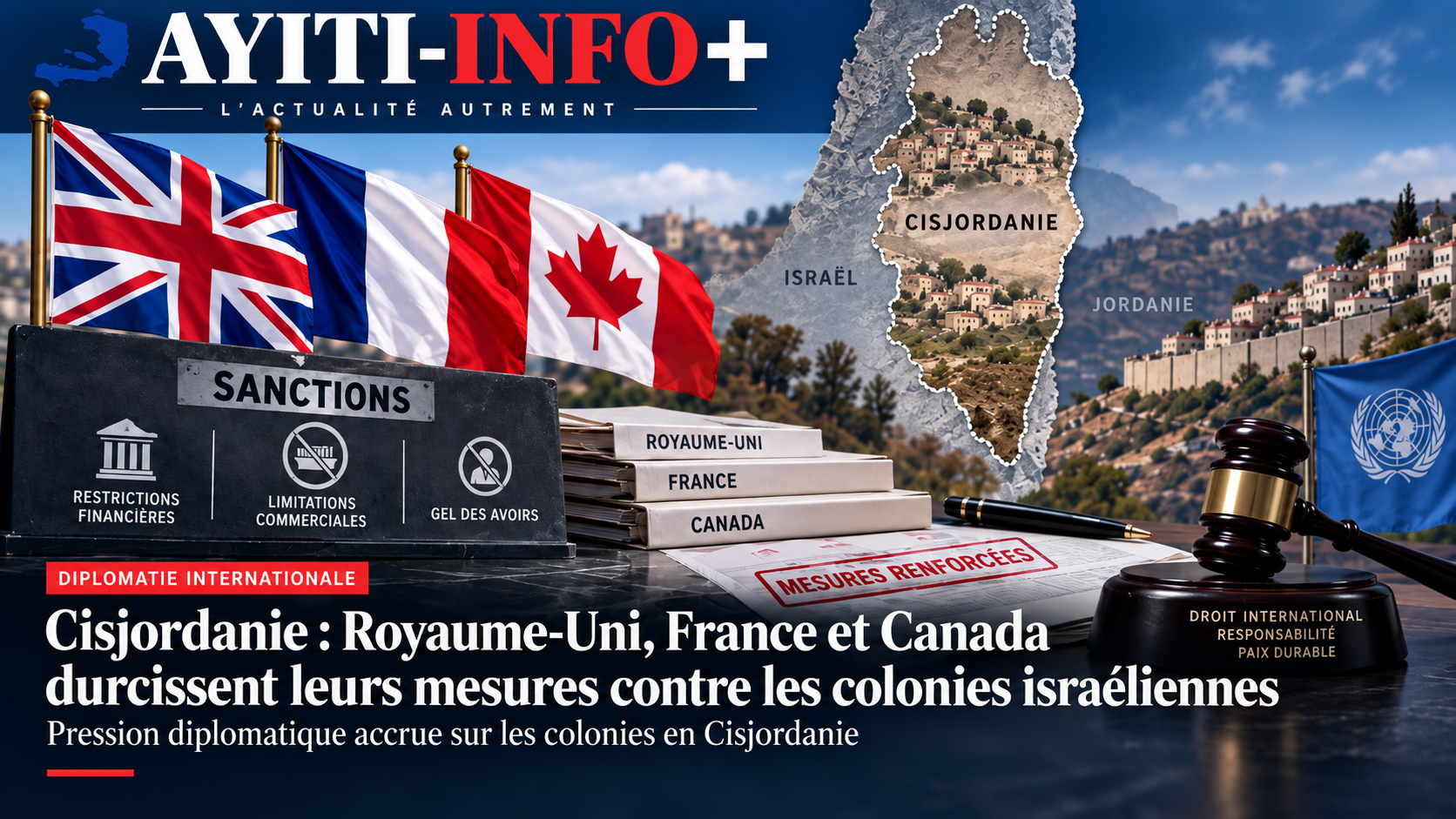 Cisjordanie : Royaume-Uni, France et Canada durcissent leurs mesures contre les colonies israéliennes
