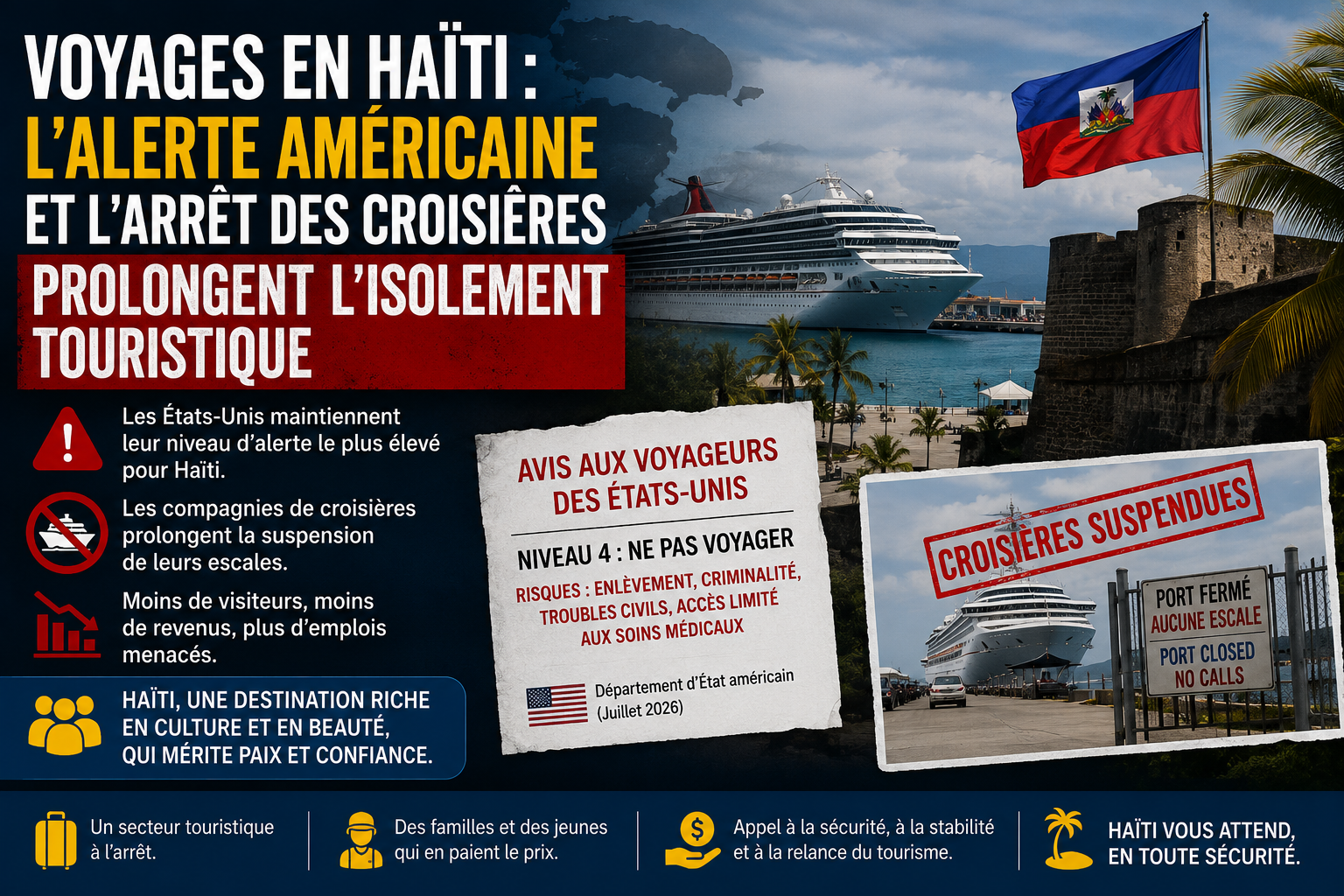 Voyages en Haïti : l’alerte américaine et l’arrêt des croisières prolongent l’isolement touristique