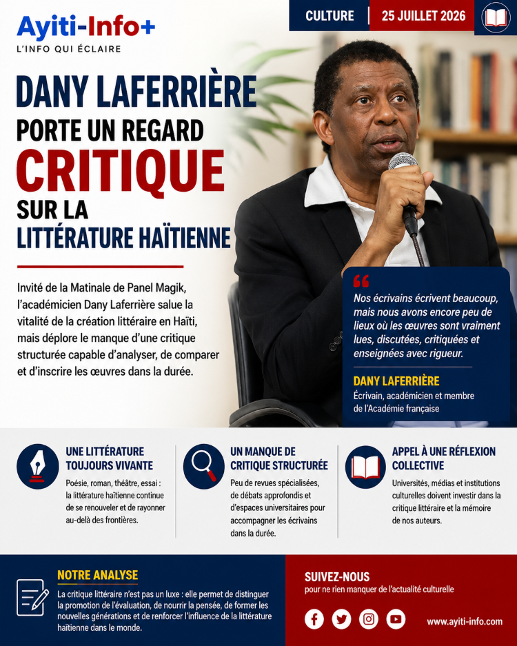 Dany Laferrière porte un regard critique sur la littérature haïtienne