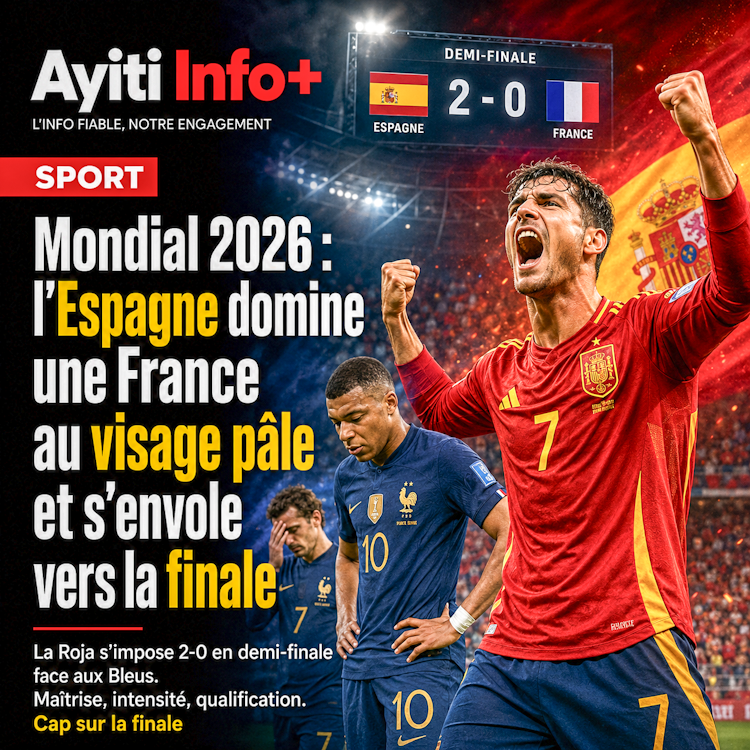 Mondial 2026 : l’Espagne domine une France au visage pâle et s’envole vers la finale