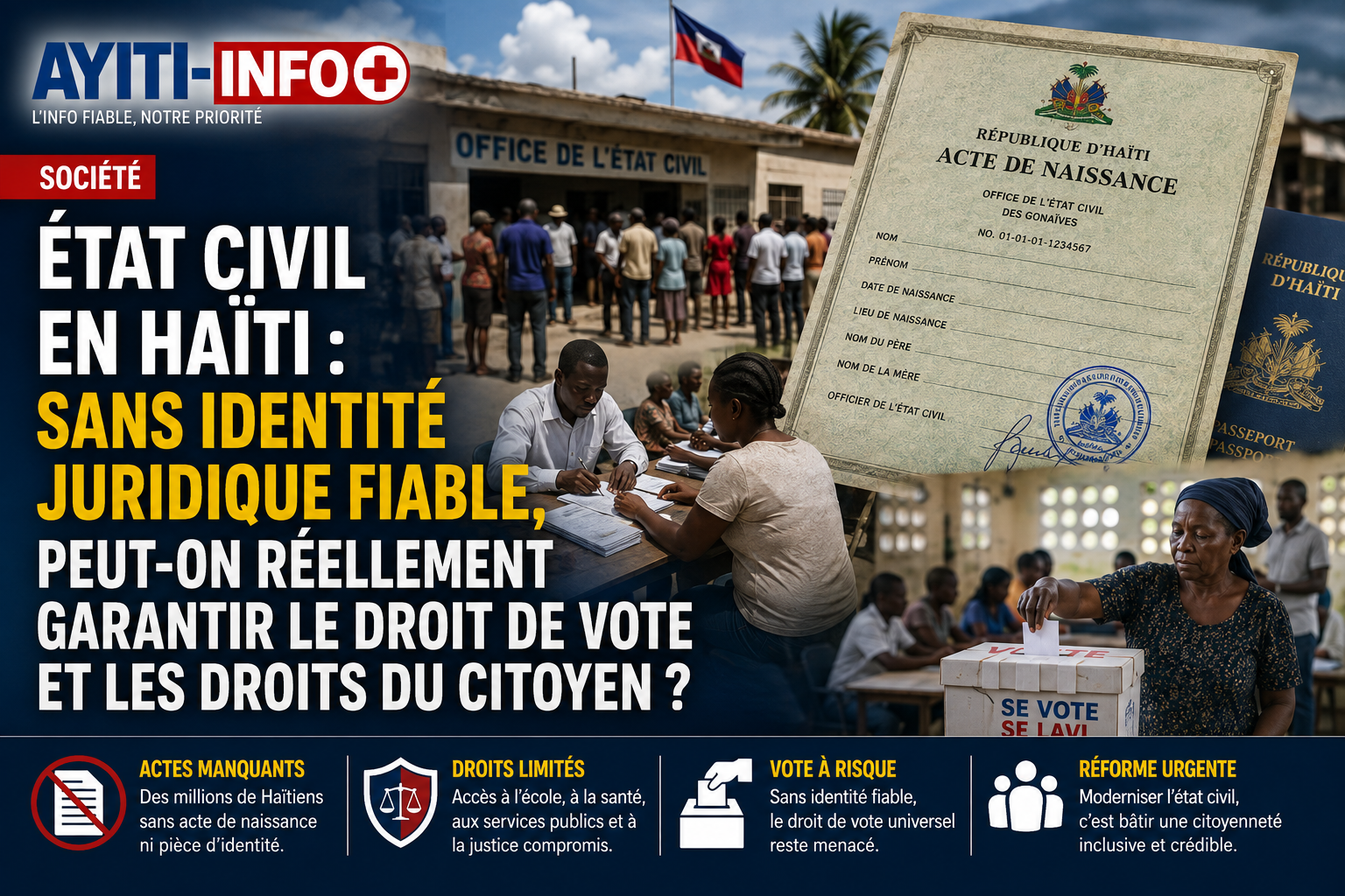 État civil en Haïti : sans identité juridique fiable, peut-on réellement garantir le droit de vote et les droits du citoyen ?