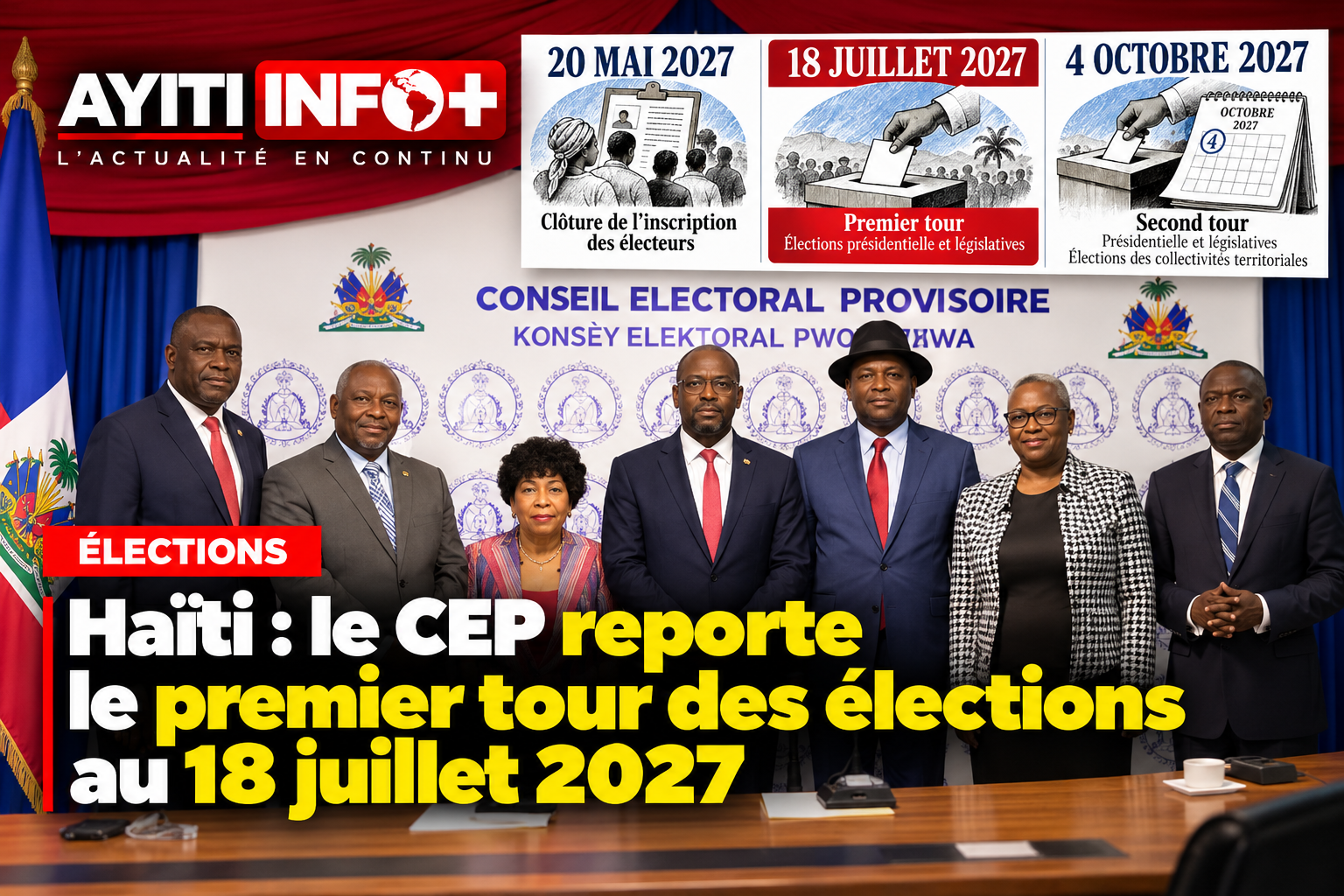 Haïti : le CEP reporte le premier tour des élections au 18 juillet 2027