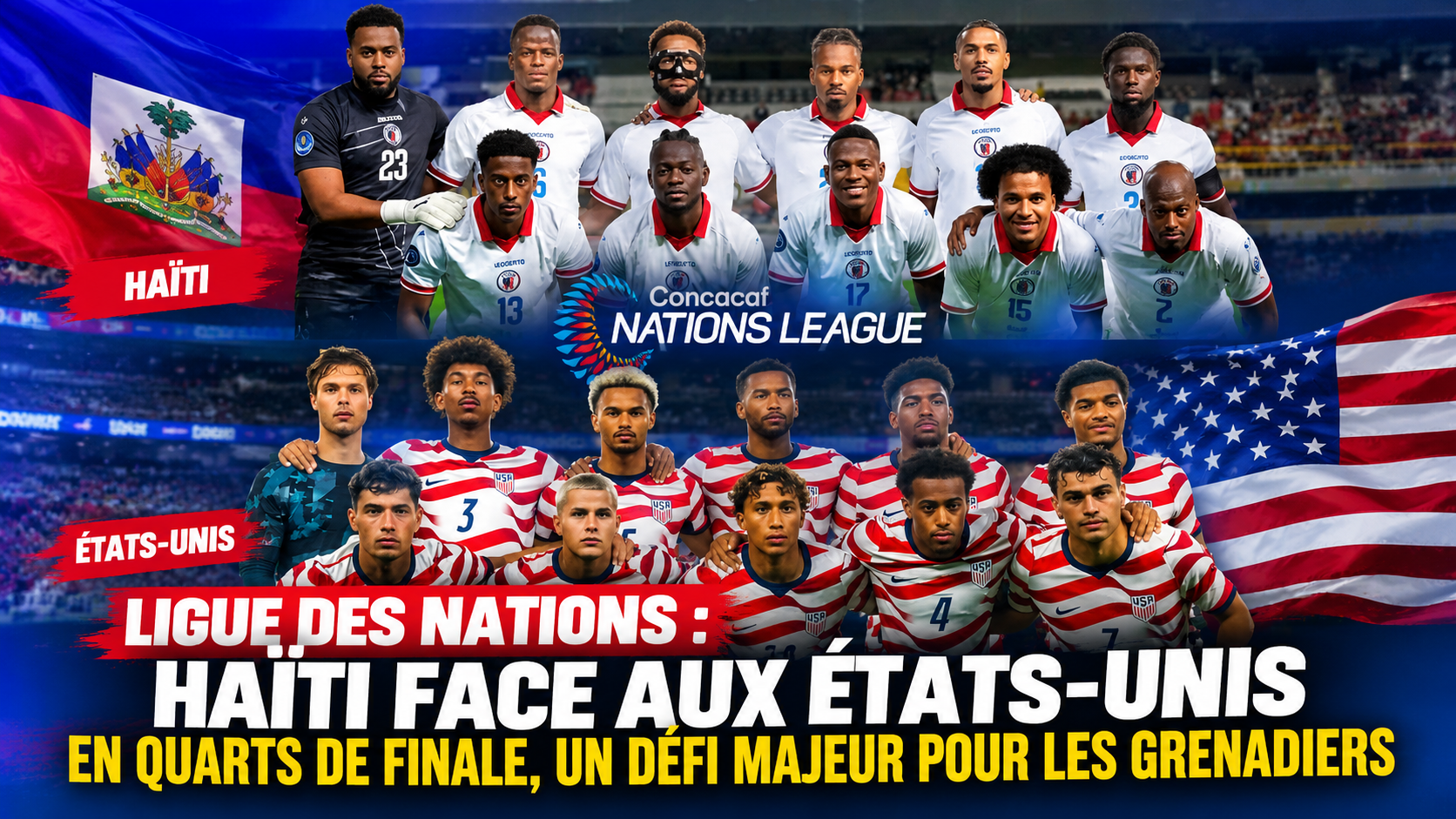 Ligue des nations : Haïti face aux États-Unis en quarts de finale, un défi majeur pour les Grenadiers
