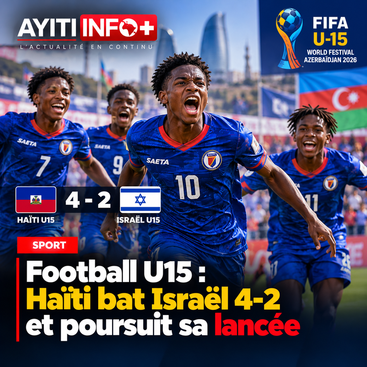Football U15 : Haïti bat Israël 4-2 et poursuit sa lancée