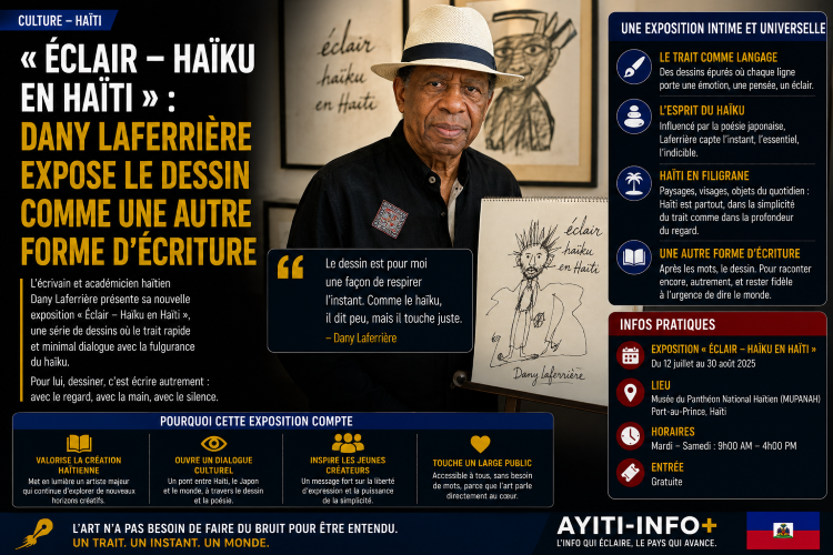 « Éclair – Haïku en Haïti » : Dany Laferrière expose le dessin comme une autre forme d’écriture