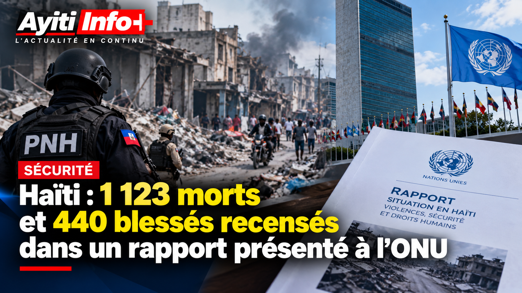 Haïti : 1 123 morts et 440 blessés recensés dans un rapport présenté à l’ONU