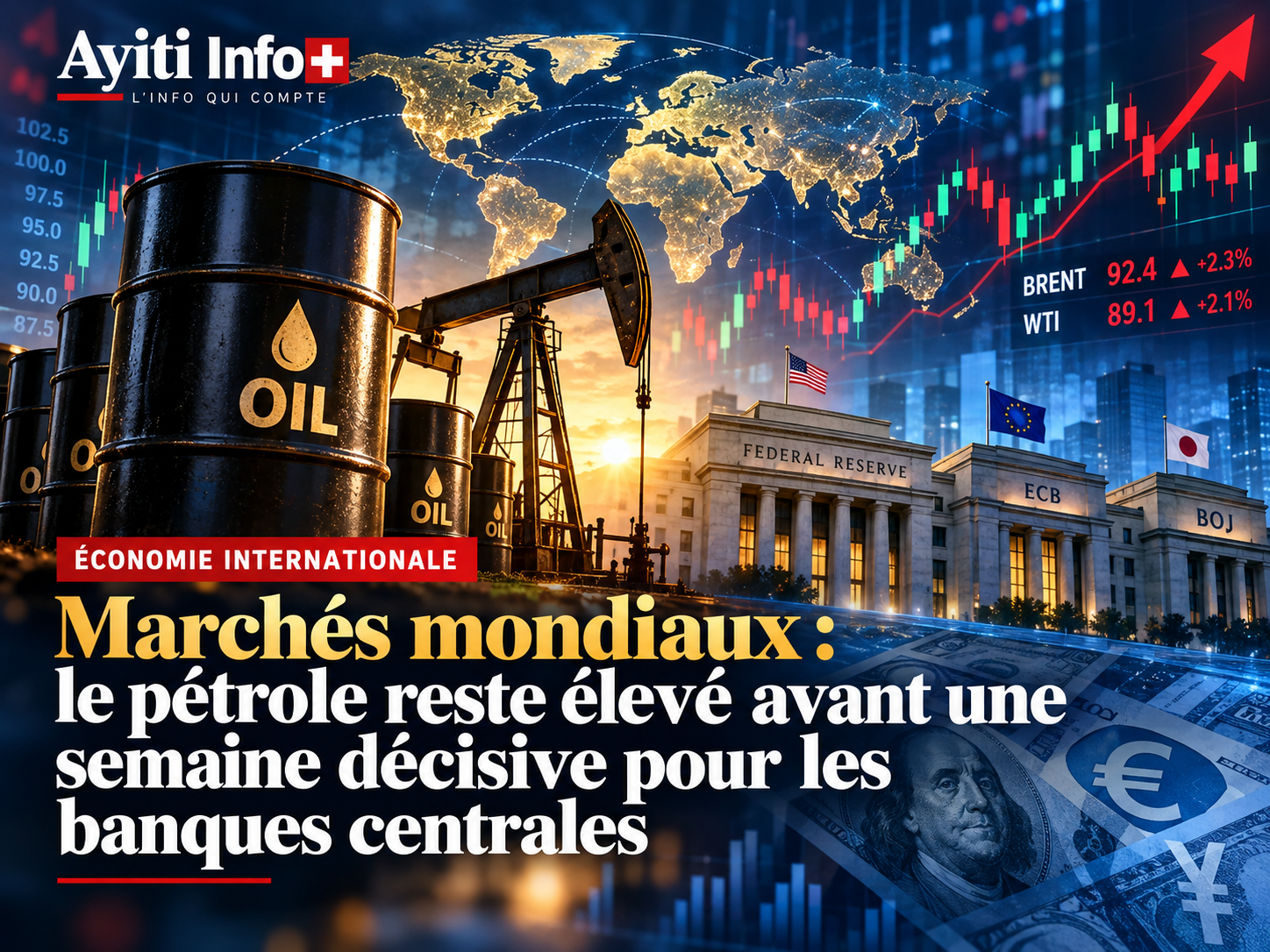 Marchés mondiaux : le pétrole reste élevé avant une semaine décisive pour les banques centrales