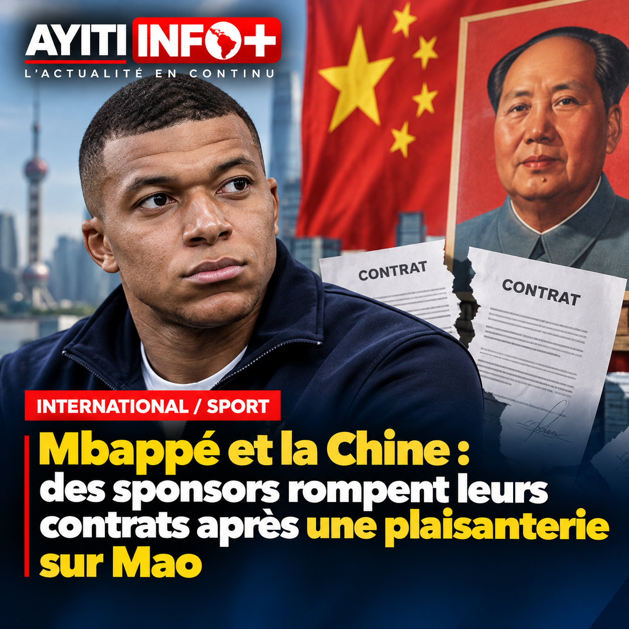 Mbappé et la Chine : des sponsors rompent leurs contrats après une plaisanterie sur Mao