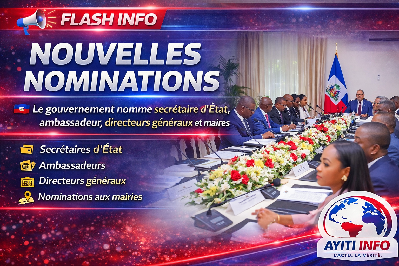Le gouvernement nomme secrétaires d’État, ambassadeur, directeurs généraux et maires