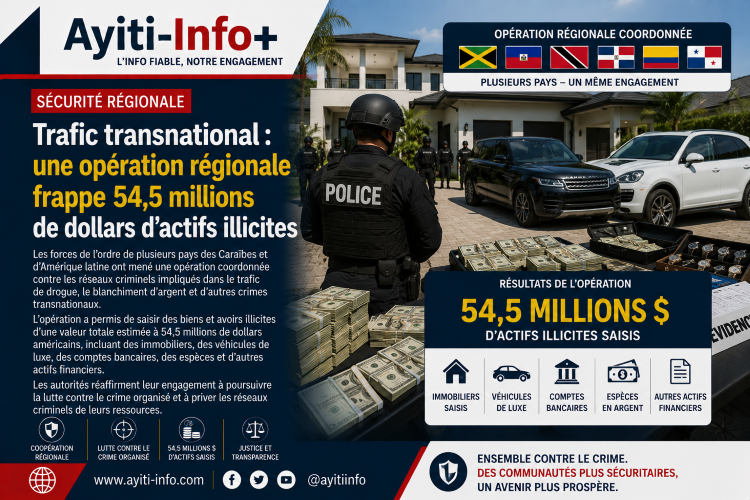 Trafic transnational : une opération régionale frappe 54,5 millions de dollars d’actifs illicites